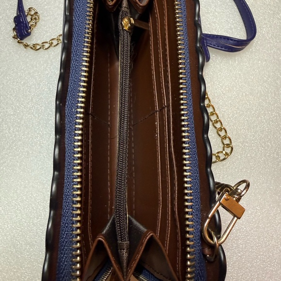 NAVY Blue multicolored floral Embroidered Crossbody Purse - Picture 8 of 11